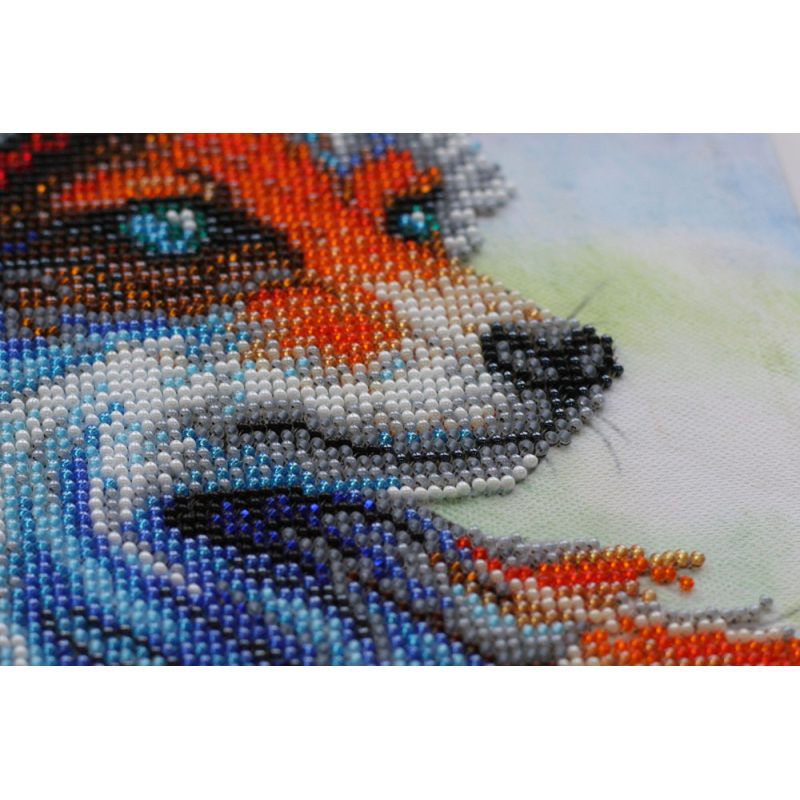 Bead Embroidery Kit on Art Canvas "Red fox"