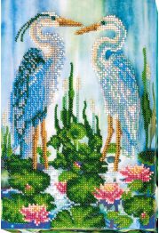 Bead Embroidery Kit on Art Canvas "Herons"