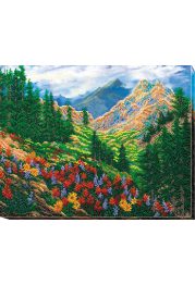 Bead Embroidery Kit on Art Canvas "Mountain landscape"