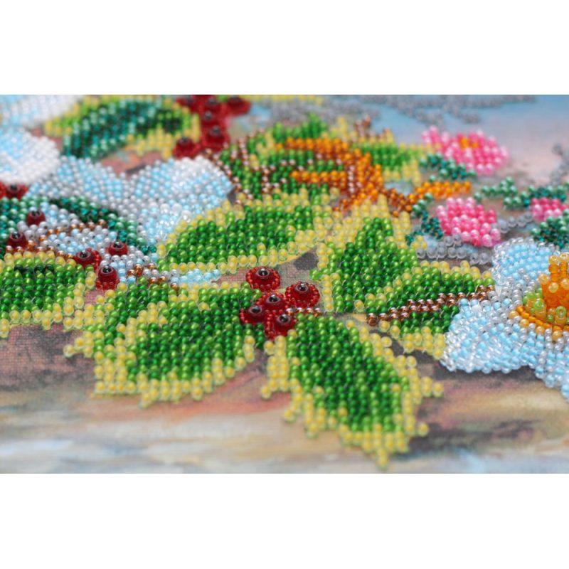 Bead Embroidery Kit on Art Canvas "Christmas bouquet"