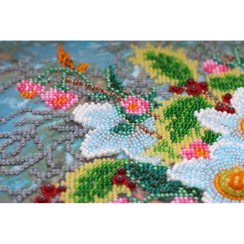 Bead Embroidery Kit on Art Canvas "Christmas bouquet"