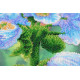Bead Embroidery Kit on Art Canvas "Blue Poppies"