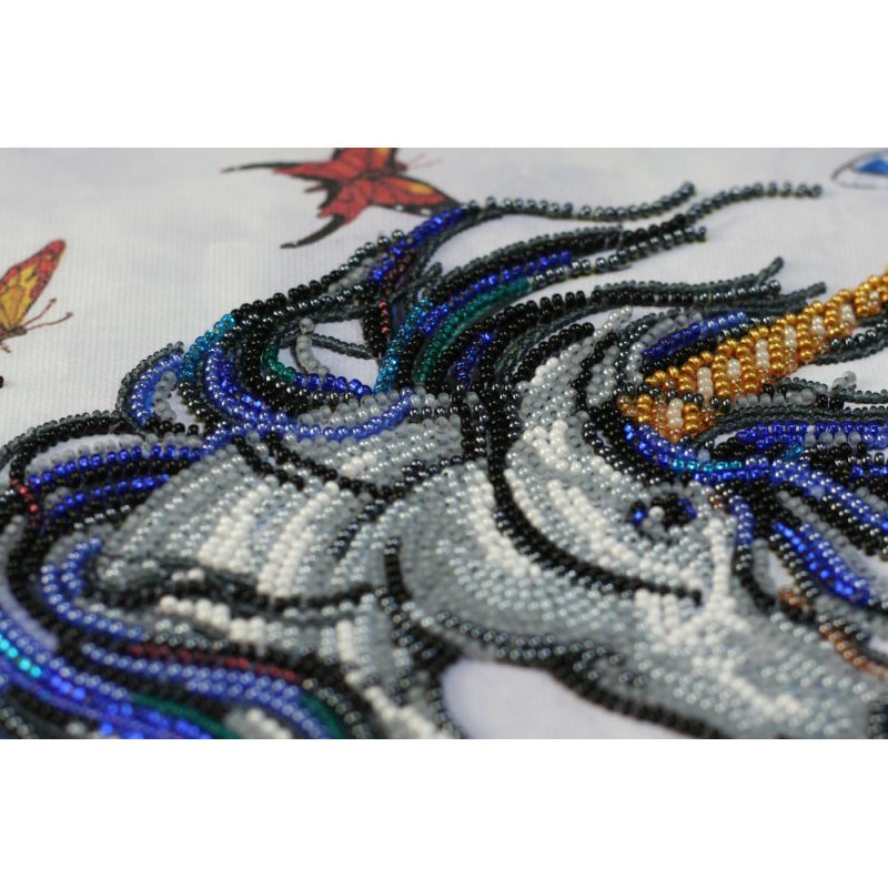 Bead Embroidery Kit on Art Canvas "Unicorn"