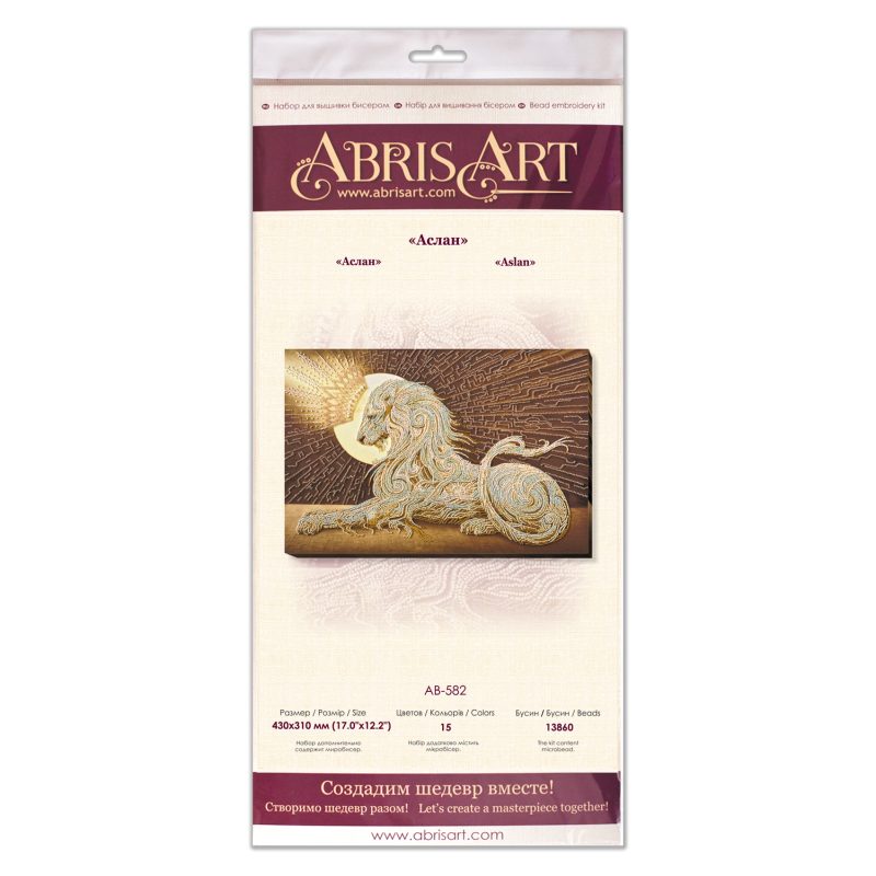 Bead Embroidery Kit on Art Canvas "Aslan"