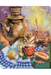 Bead Embroidery Kit on Art Canvas "At the samovar"