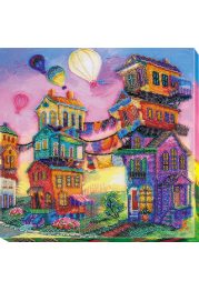 Bead Embroidery Kit on Art Canvas "Under the colored skies"
