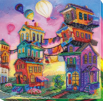 Bead Embroidery Kit on Art Canvas "Under the colored skies"