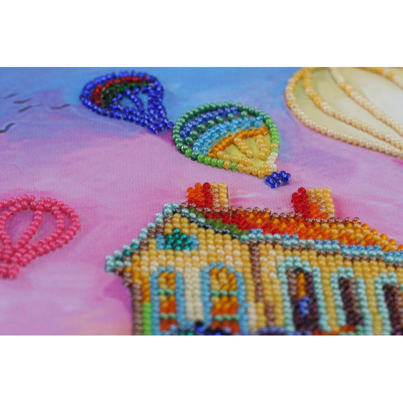Bead Embroidery Kit on Art Canvas "Under the colored skies"