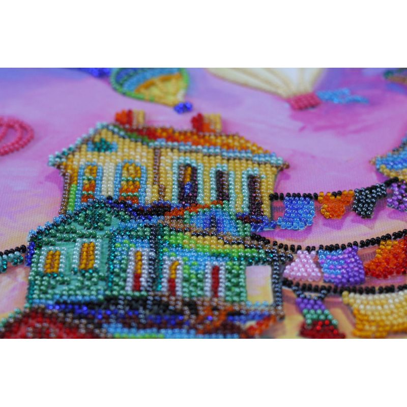 Bead Embroidery Kit on Art Canvas "Under the colored skies"
