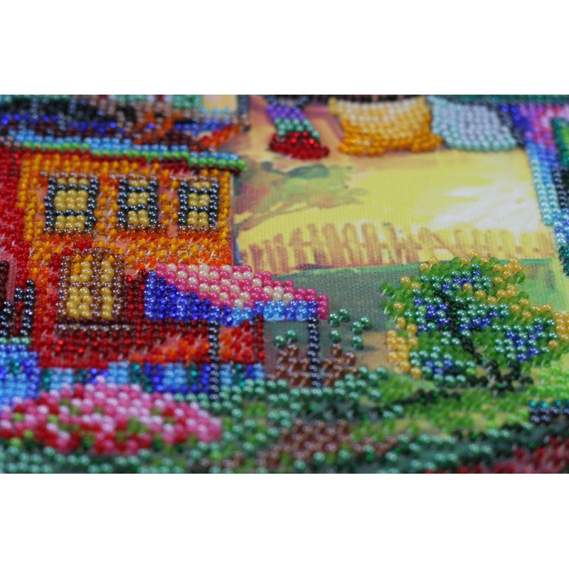 Bead Embroidery Kit on Art Canvas "Under the colored skies"