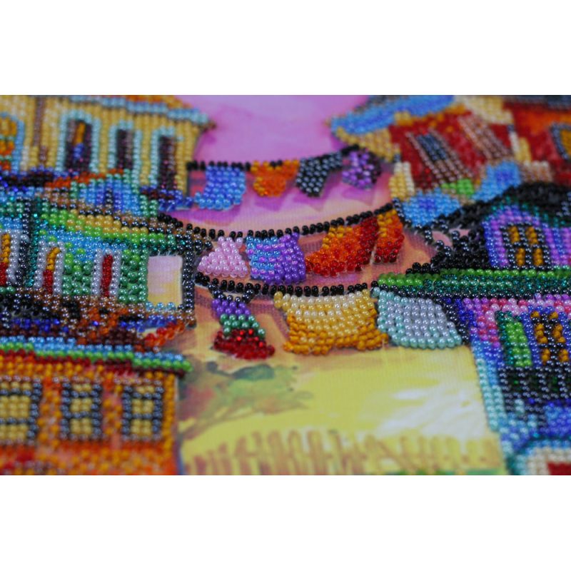 Bead Embroidery Kit on Art Canvas "Under the colored skies"