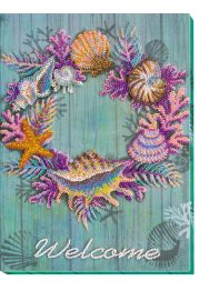 Bead Embroidery Kit on Art Canvas "Wreath of shells"