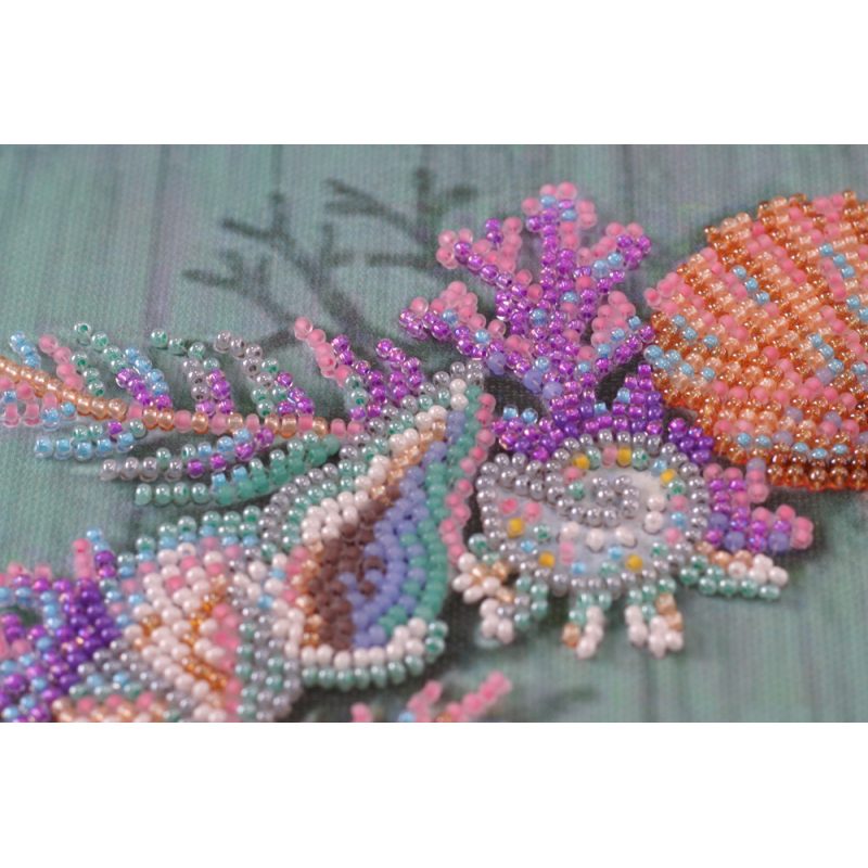 Bead Embroidery Kit on Art Canvas "Wreath of shells"