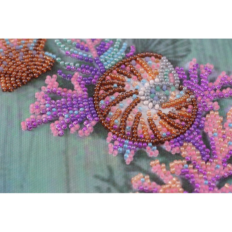 Bead Embroidery Kit on Art Canvas "Wreath of shells"