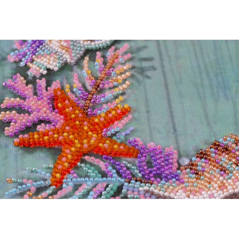 Bead Embroidery Kit on Art Canvas "Wreath of shells"