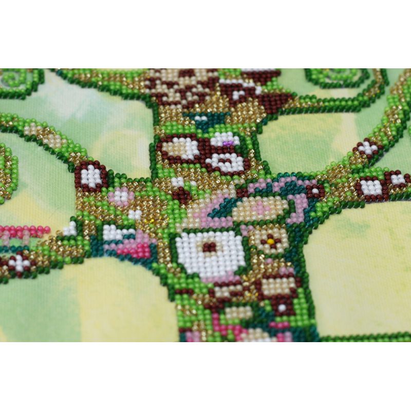 Bead Embroidery Kit on Art Canvas "Summer tree of life"