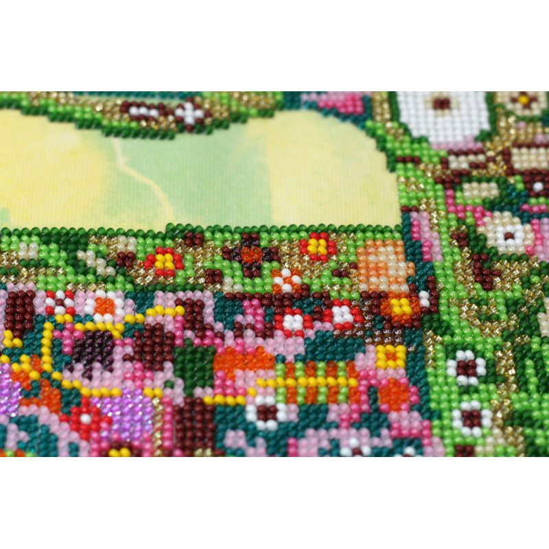 Bead Embroidery Kit on Art Canvas "Summer tree of life"