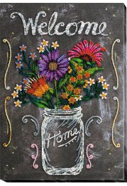 Bead Embroidery Kit on Art Canvas "Welcome"