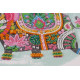 Bead Embroidery Kit on Art Canvas "Three elephants for happiness"