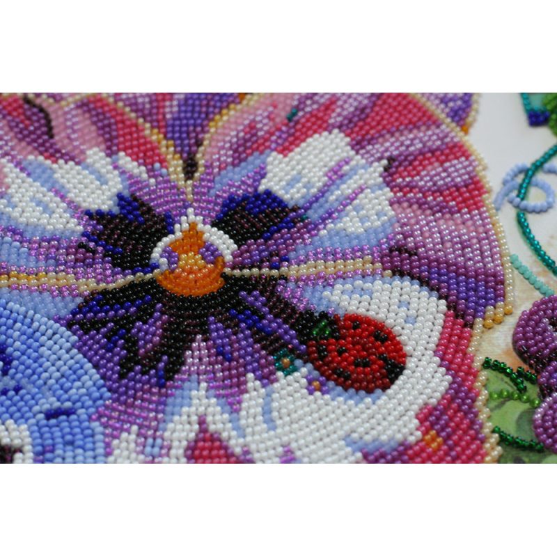 Bead Embroidery Kit on Art Canvas "Heart's-ease"