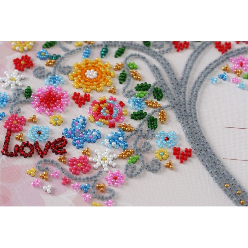 Bead Embroidery Kit on Art Canvas "Wedding certificate"