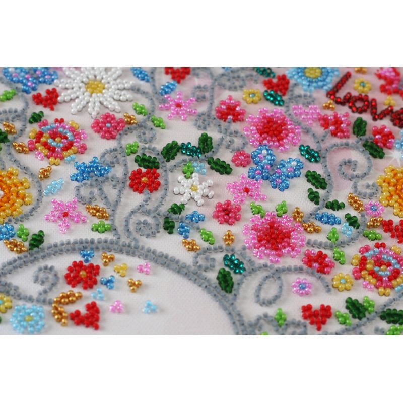 Bead Embroidery Kit on Art Canvas "Wedding certificate"