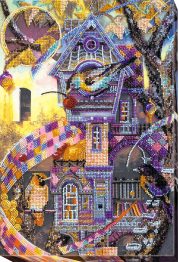 Bead Embroidery Kit on Art Canvas "Bird's town"