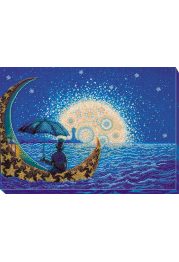 Bead Embroidery Kit on Art Canvas "Moonlight Sonata"