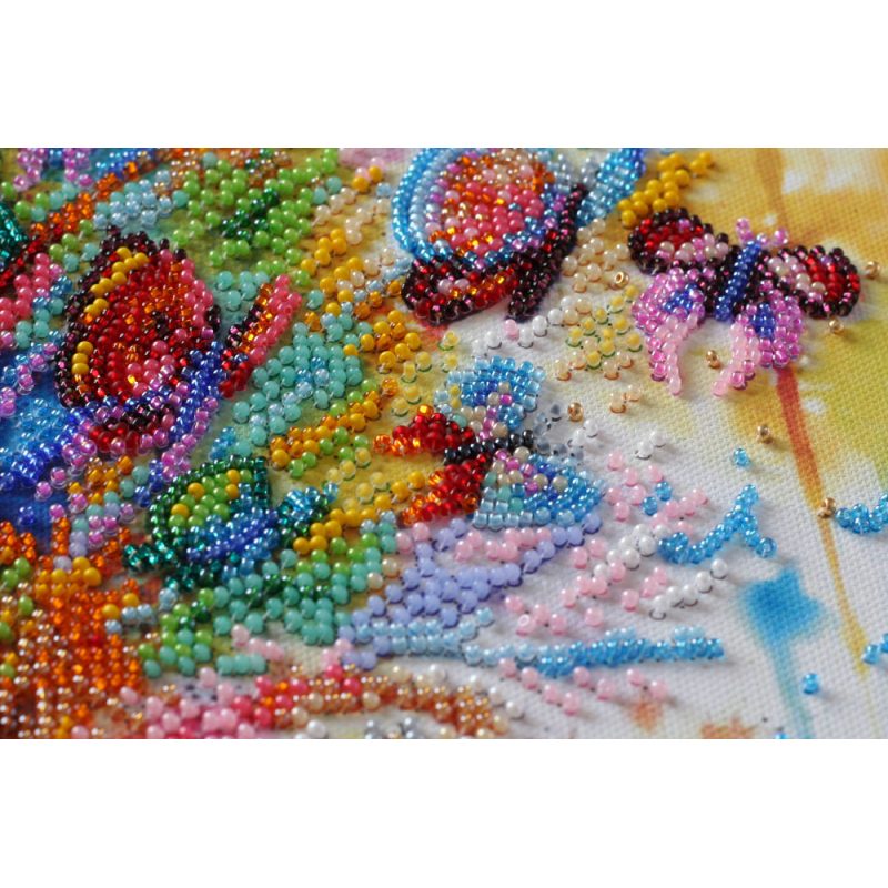 Bead Embroidery Kit on Art Canvas "Sparks of sound"