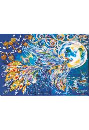 Bead Embroidery Kit on Art Canvas "Bluebird of happiness"