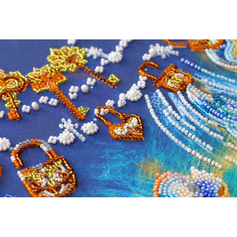 Bead Embroidery Kit on Art Canvas "Bluebird of happiness"