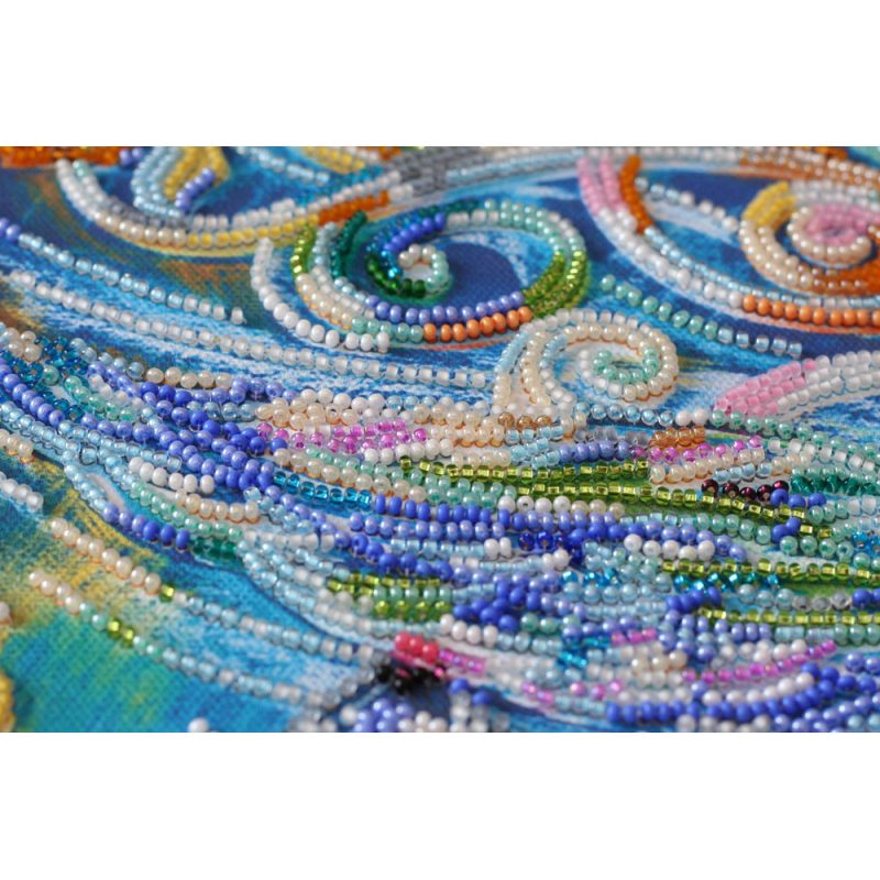 Bead Embroidery Kit on Art Canvas "Bluebird of happiness"