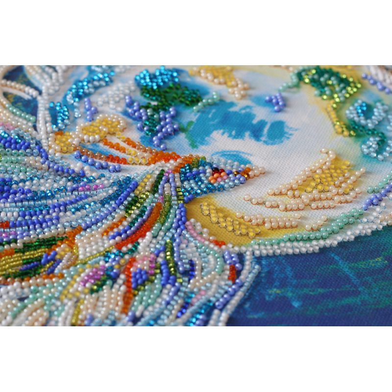Bead Embroidery Kit on Art Canvas "Bluebird of happiness"