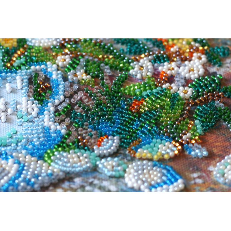 Bead Embroidery Kit on Art Canvas "Flowers on the shore"