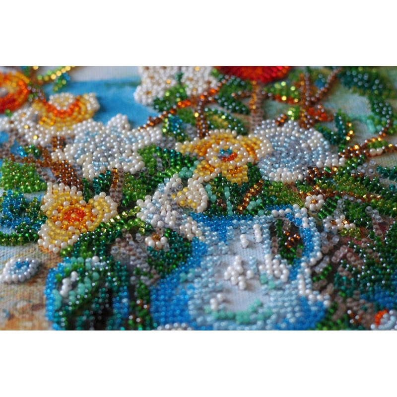 Bead Embroidery Kit on Art Canvas "Flowers on the shore"
