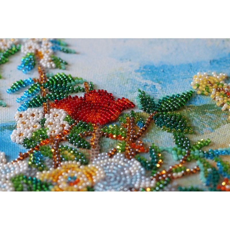 Bead Embroidery Kit on Art Canvas "Flowers on the shore"