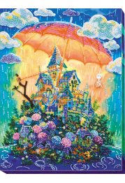 Bead Embroidery Kit on Art Canvas "Cozy little world"