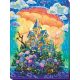 Bead Embroidery Kit on Art Canvas "Cozy little world"
