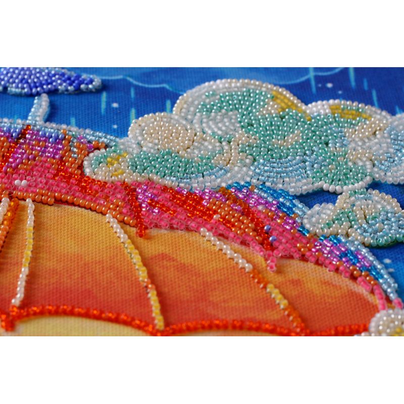 Bead Embroidery Kit on Art Canvas "Cozy little world"