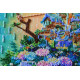 Bead Embroidery Kit on Art Canvas "Cozy little world"