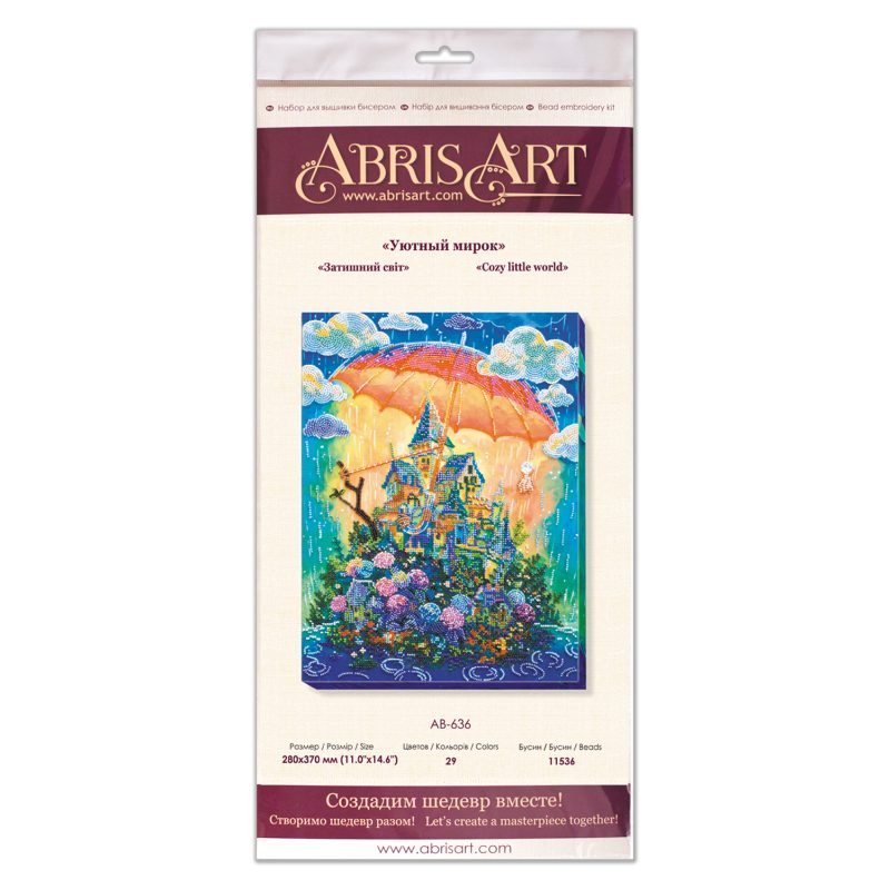 Bead Embroidery Kit on Art Canvas "Cozy little world"