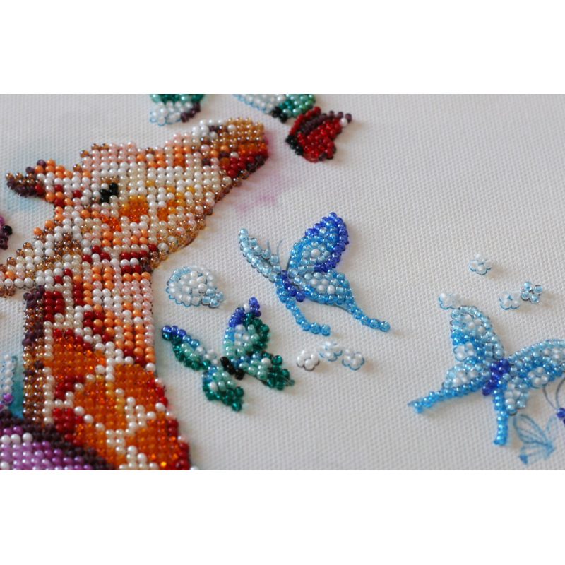 Bead Embroidery Kit on Art Canvas "Spotty giraffes"