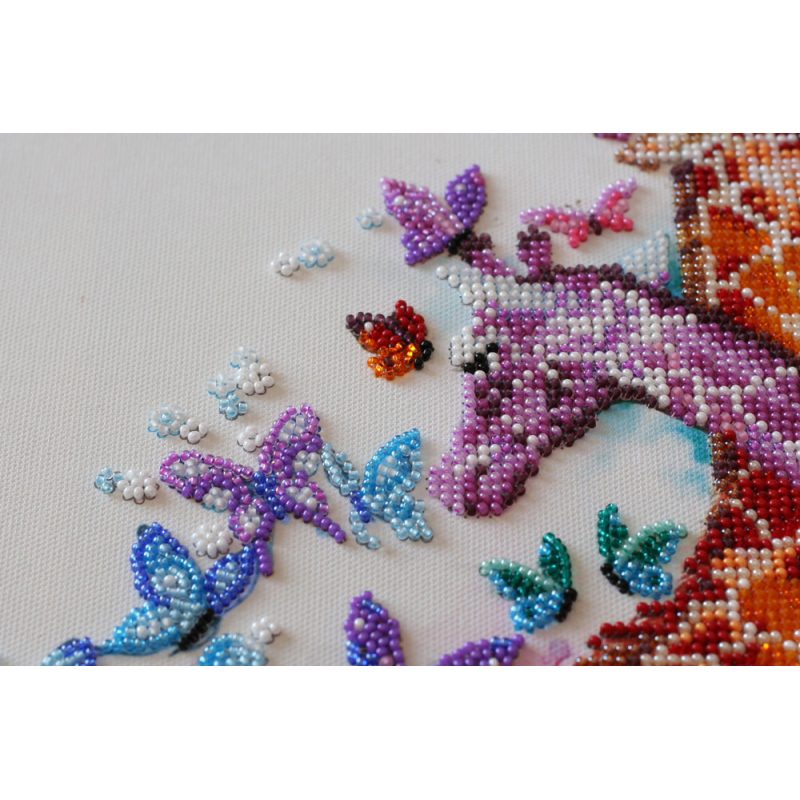 Bead Embroidery Kit on Art Canvas "Spotty giraffes"
