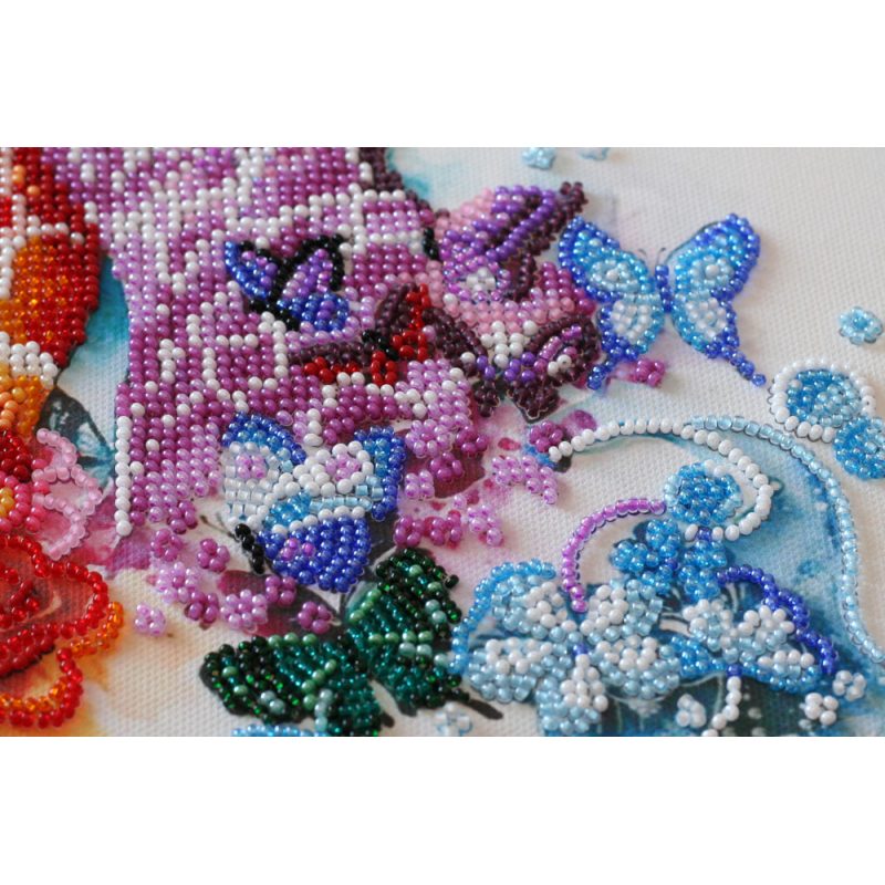 Bead Embroidery Kit on Art Canvas "Spotty giraffes"
