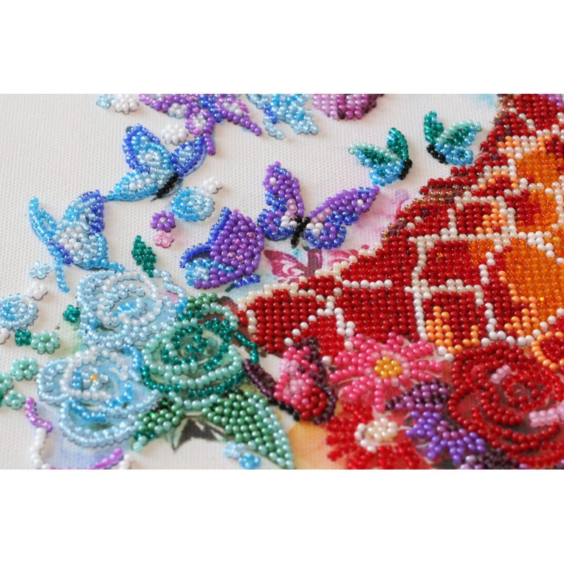 Bead Embroidery Kit on Art Canvas "Spotty giraffes"