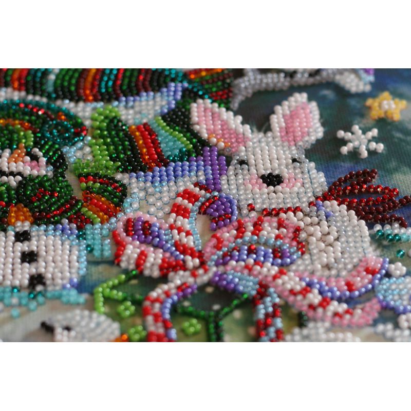 Bead Embroidery Kit on Art Canvas "New year‘s night"