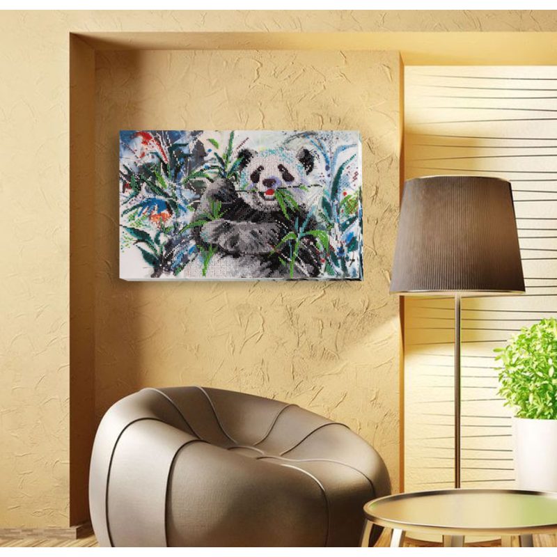 Bead Embroidery Kit on Art Canvas "Bamboo bear"