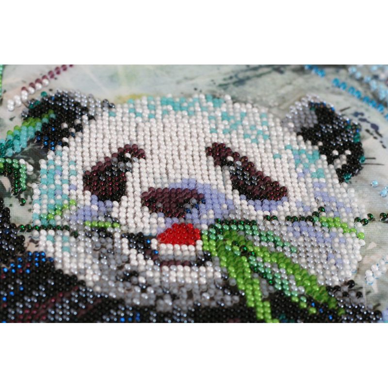 Bead Embroidery Kit on Art Canvas "Bamboo bear"