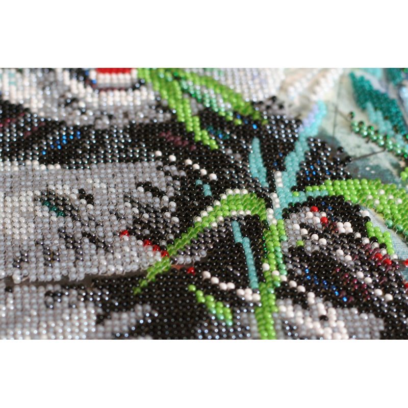 Bead Embroidery Kit on Art Canvas "Bamboo bear"