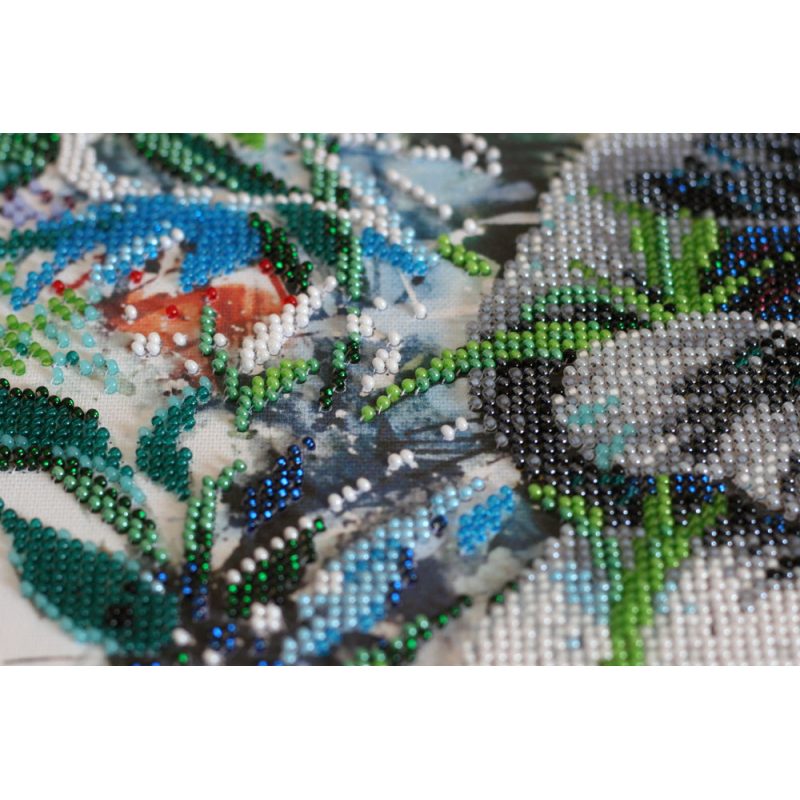 Bead Embroidery Kit on Art Canvas "Bamboo bear"